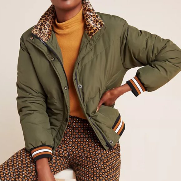 Sanctuary Leopard-Trimmed Puffer Jacket XS - Picture 2 of 8